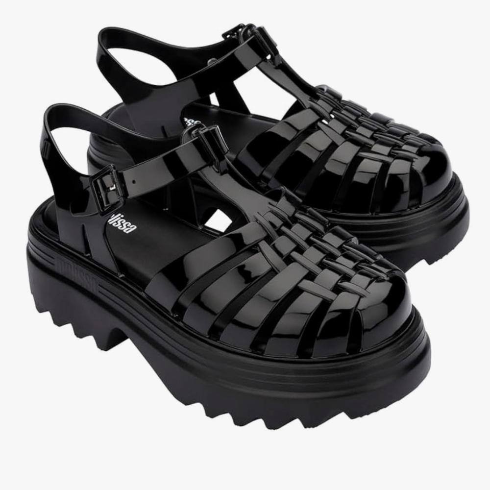 Melissa Women's Glossy Black Platform Sandals Offers Welcome